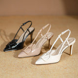WOLOONG Women's Buckle High Summer Chunky French Style Heels