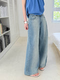 2025  summer new loose straight washed wide-leg jeans show thin and long legs versatile 66595-1