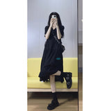 2025 Hepburn little black dress women's summer  new  waist long dress small man high-end black dress