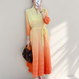 2025 Hot trade women's clothing summer high-end hot-selling fashion loose large size fat mm gradual change lace-up dress