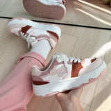 woloong Women's Spring Cute Korean Style Color Matching Preppy Sneakers