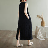 Temperament round neck sleeveless vest dress women's  summer new loose texture high-end exquisite long dress