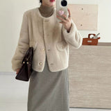 2025 friendly mink solid color collarless pocket high-end imitation fur imitation mink coat ferret coat warm autumn and winter