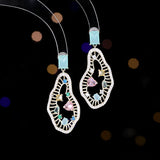 2025 Fashion light luxury personality irregular geometric earrings women's s925 silver needle micro-inlaid zircon niche design retro earrings