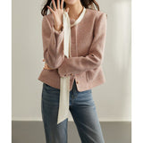 2025 Temperament wears a pink Xiaoxiangfeng jacket, high-end women's clothing, textured tweed, spring and autumn  spring clothing short.