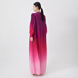 2025 long dress women's summer high sense fashion gradual change lantern sleeves loose large size meat cover middle east dress