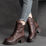 WOLOONG Women's High Top British Style Retro Rub Colored Heels