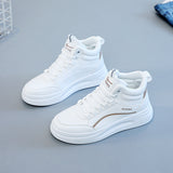 woloong Unique Women's Increased White Clunky Soft Sneakers