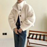 2025 Solid color  friendly mink stand-up collar short imitation mink coat high-end ferret coat to keep warm in autumn and winter
