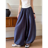 2025  Spring New Breathable Loose Lantern Large Size Women's Clothing Design Sense Wide Leg Pants Slack Pants 8086
