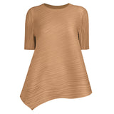 Basic summer casual style Japan and Korea casual pullover round neck loose women's t-shirt pleated top