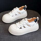 woloong Fashion Pretty Women's Hollowed Genuine White Sneakers