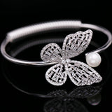 2025 Liyu jewelry opening adjustable bracelet women's pink zircon inlaid hollow pearl butterfly bracelet wholesale customization