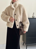 2025 Solid color  friendly mink stand-up collar short imitation mink coat high-end ferret coat to keep warm in autumn and winter