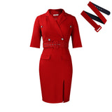 WOLOONG D409 2025 large-size women's clothing  winter new suit collar hip wrap thin split end OL professional African dress