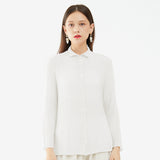 Comfortable women's clothing spring new long-sleeved shirt non-ironing pleated shirt design sense niche top jacket women