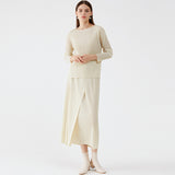 Folds spring new basic suit Korean version temperament versatile long-sleeved top skirt suit women