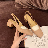 WOLOONG With Square Head Back Empty Shallow Mouth Heels