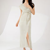 2025 Texture dress women's summer high sense irregular split harpoon tail skirt banquet evening dress skirt