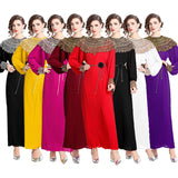 senior celebrity Fan Heavy Industry bead dress skirt temperament imperial sister Fan lantern sleeve pleated loose long dress