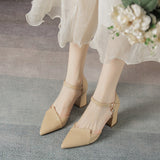 WOLOONG Women's Korean Style Fairy Mid Chunky Heels