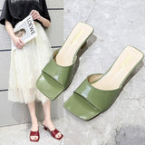 WOLOONG Women's Summer Fashion Korean Style Square Toe Heels