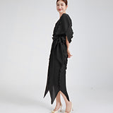 2025 dress women's high-end sense loose large size lace-up and thin irregular temperament elegant skirt