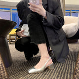 WOLOONG With Square Head Back Empty Shallow Mouth Heels