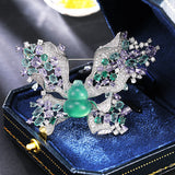 2025 New Chinese jade gourd zircon butterfly brooch with high sense of luxury coat suit accessories dinner party high-end corsage