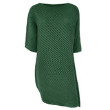 Miyake spring summer one-word collar irregular top women's design sense niche loose seven-quarter sleeve t-shirt women