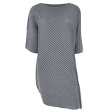 Miyake spring summer one-word collar irregular top women's design sense niche loose seven-quarter sleeve t-shirt women