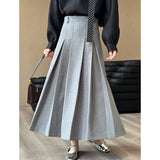 2025  spring new Korean version of high-end temperament A word long skirt suit pleated skirt 2551-1