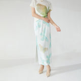 2025 2025 new split pleated skirt women's loose and thin high waist medium and long versatile straight hip skirt