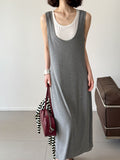 2025  spring new sleeveless U-neck design dress women's inner vest two-piece set 9195