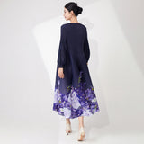 2025 Hot trade Sanzhai dress women's summer high sense dignified intellectual printing loose large size meat covering a word thin skirt