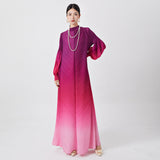2025 long dress women's summer high sense fashion gradual change lantern sleeves loose large size meat cover middle east dress