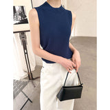 2025  spring new Korean version of half-height round neck knitted sweater sleeveless inside and outside vest top 2052-1