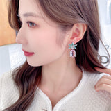 2025 Fashion fresh and colorful water drop-shaped flower earrings s925 silver needle light luxury fashion niche design temperament earrings