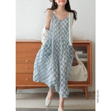 summer new Korean version fashion loose temperament thin suspender skirt women's small travel sweet dress