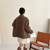 2025 friendly fur fleece large V-neck single-row two-button imitation mink coat ferret jacket to keep warm in autumn and winter