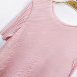 Basic summer casual style Japan and Korea casual pullover round neck loose women's t-shirt pleated top