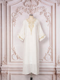 Popular trade Middle East Muslim women's clothing summer new hot sale fashionable white embroidered Arab dress women