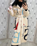 Direct   New letter fashion women's large-size printing long woolen coat coat women