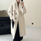 2025 friendly mink solid color lapel extended single-breasted high-end imitation mink coat, ferret jacket to keep warm in autumn and winter