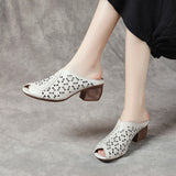 WOLOONG Women's Thick High-heeled Outdoor Retro Comfortable Fish Heels