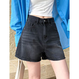 2025  spring new retro denim shorts women's high waist loose and thin A-shaped wide-leg hot pants ins tide 68269