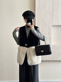 2025 friendly mink v-neck sleeveless vest two-color splicing one-button imitation mink coat ferret jacket to keep warm in autumn and winter