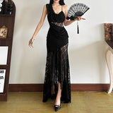 2025 style popular winter new women's clothing multi-level pleated design perspective lace slim dress