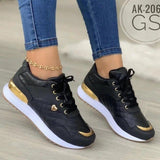 woloong New Size Lace Up Round Head Sneakers