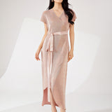 2025 Women's summer high-end skirt Popular trade dress skirt high-end lace-up thin irregular versatile dress